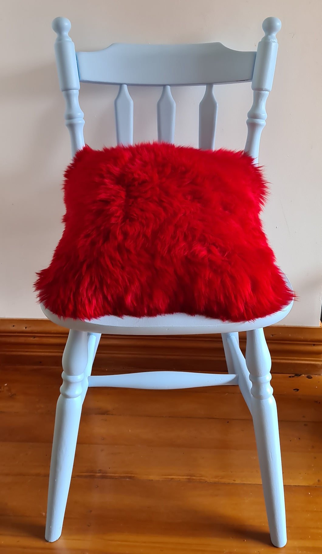 Sheepskin wool cushion cover. Red 34cm