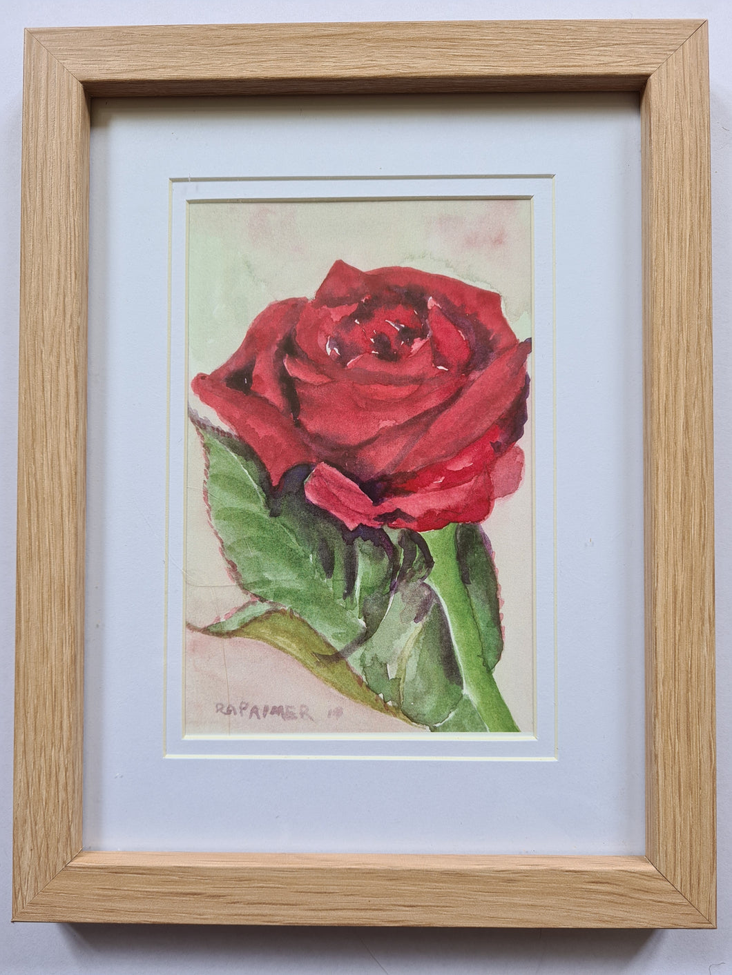 Red rose. Ruth Palmer. Framed art print - 15cmx20cm